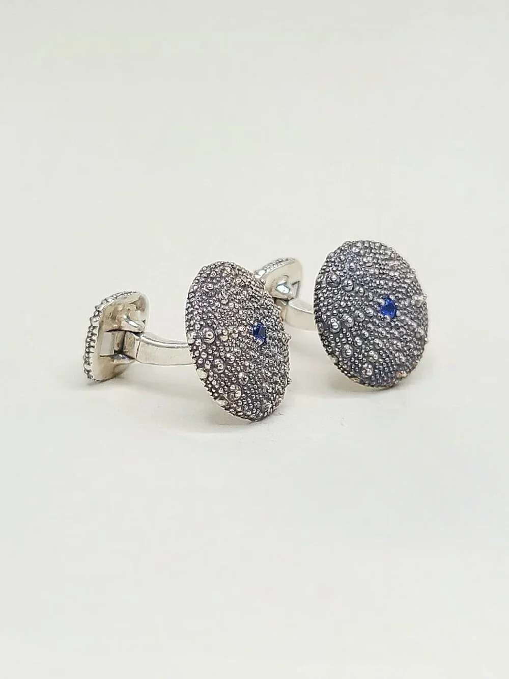 David Yurman Sea Urchin Cufflinks w/ Blue Sapphire & 18K Yellow Gold - RARE